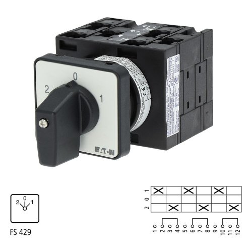 Eaton Omschakelaar, Contacten: 6, 32 A, Frontplaat: 2-0-1, 45 &deg;, vast, inbou - Eaton 080849 l1 - 20058000