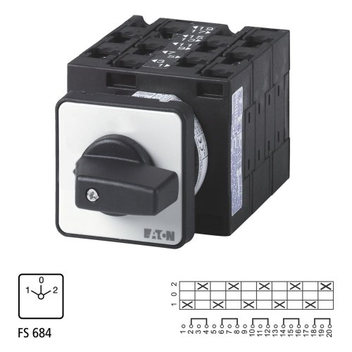 Eaton Omschakelaar, Contacten: 10, 32 A, Frontplaat: 1-0-2, 60 &deg;, vast, inbo - Eaton 083194 l1 - 20058060