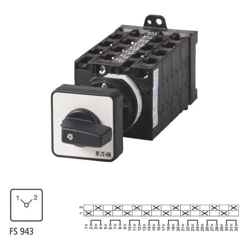 Eaton Omschakelaar, Contacten: 16, 32 A, Frontplaat: 1-2, 90 &deg;, vast, tussen - Eaton 083195 l1 - 20058061