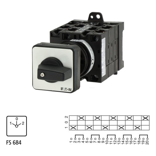 Eaton Omschakelaar, Contacten: 10, 32 A, Frontplaat: 1-0-2, 60 &deg;, vast, tuss - Eaton 085567 l1 - 20058091