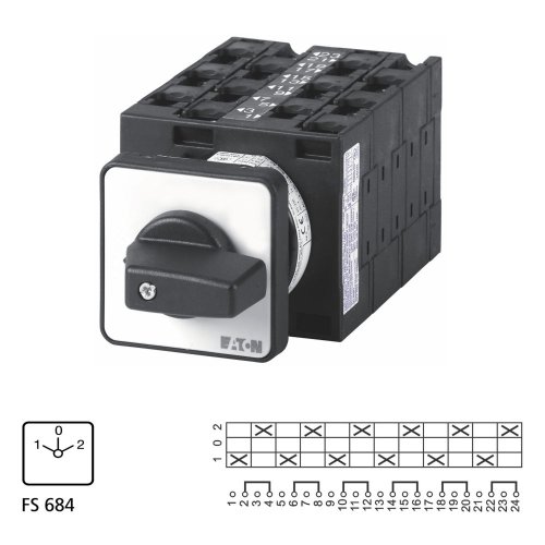 Eaton Omschakelaar, Contacten: 12, 32 A, Frontplaat: 1-0-2, 60 &deg;, vast, inbo - Eaton 090313 l1 - 20058164