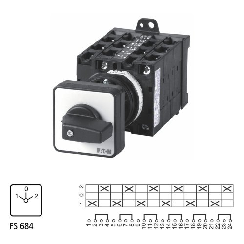 Eaton Omschakelaar, Contacten: 12, 32 A, Frontplaat: 1-0-2, 60 &deg;, vast, tuss - Eaton 092686 l1 - 20058270