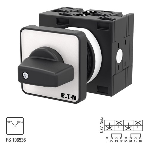 Eaton Omschakelaar, Contacten: 4, 32 A, Frontplaat: USV-NETZ, 90 &deg;, vast, in - Eaton 098826 l1 - 20058447