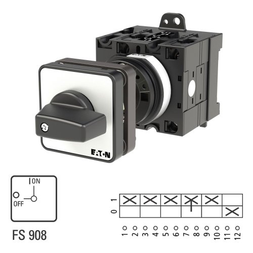 Eaton AAN-UIT-schakelaar, 3-polig + N + 1MC + 1VC, 32 A, 90 &deg;, tussenbouw - Eaton 099804 l1 - 20058456