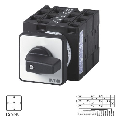 Eaton Stroommeteromschakelaar, Contacten: 9, 32 A, Frontplaat: L3-0-L1-L2, 9 - Eaton 099831 l1 - 20058458