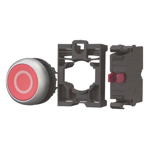 Eaton Drukknop, vlak, rood 0, terugverend, Contactelement 1 O, schroefaanslu - Eaton 110936 l - 20059438
