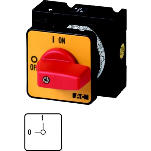 Eaton AAN-UIT-schakelaar, 2-polig, 32 A, NOOD-UIT-functie, 90 &deg;, inbouw - Eaton 1150pic 310 l - 20056810