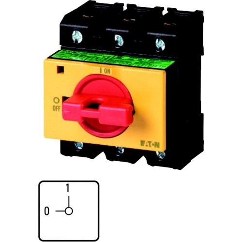 Eaton AAN-UIT-schakelaar, 3-polig, 100 A, NOOD-UIT-functie, Afsluitbaar in 0 - Eaton 1150pic 317 l - 20058094