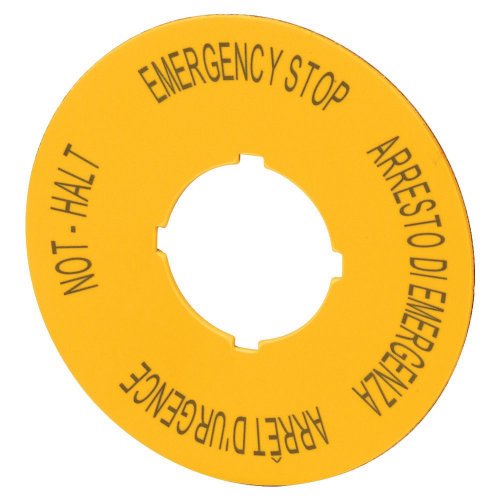Eaton Schild, NOOD-HOLD, D=90mm, geel, DE, EN, FR, IT - Eaton 1160pic 1185 l - 20059679