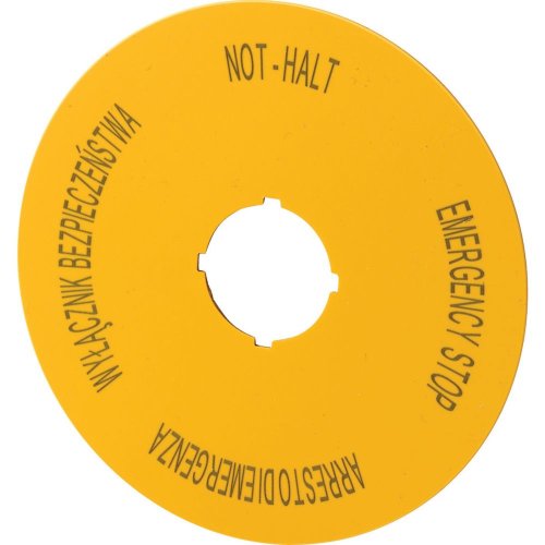 Eaton Schild, NOOD-HOLD, D=90mm, geel, PL, EN, DE, IT - Eaton 1160pic 1365 - 20060598