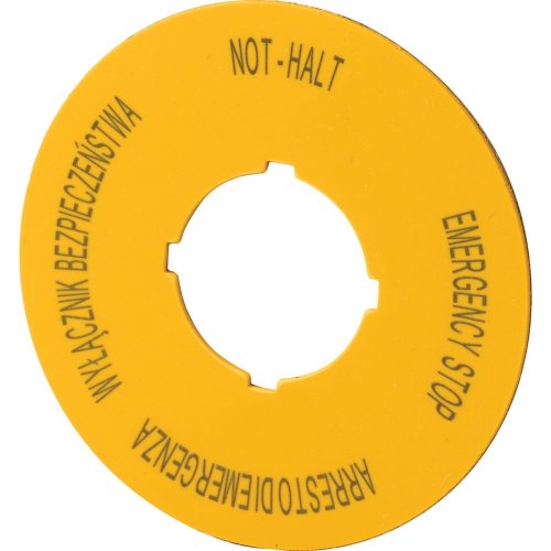 Eaton Label, noodstop, D=60mm, geel, PL, EN, DE, IT - Eaton 1160pic 1367 - 20060596