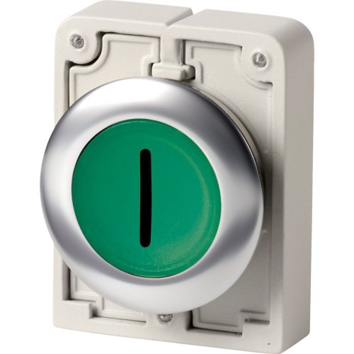 Eaton Signaaldrukknop, 30mm, RVS, vlak, groen "I", terugverend - Eaton 1160pic 1928 - 20062968
