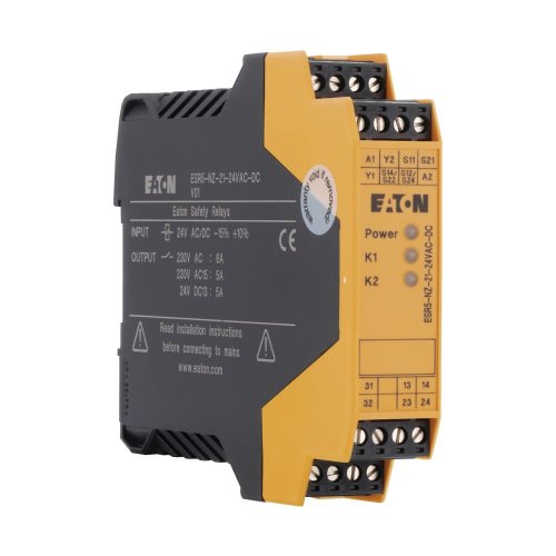 Eaton Veiligheidsrelais (24Vac50/60Hz, 24Vdc), 2 vrijgave paden , 1 meldc. - Eaton 118703 r - 20059597