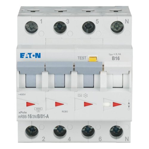 Eaton Aardlekautomaat (RCBO) mRB6, B-kar., 16A, 100mA, 4P incl. N, 6 kA - Eaton 120654 c - 20059638