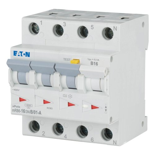 Eaton Aardlekautomaat (RCBO) mRB6, B-kar., 16A, 100mA, 4P incl. N, 6 kA - Eaton 120654 l - 20059638