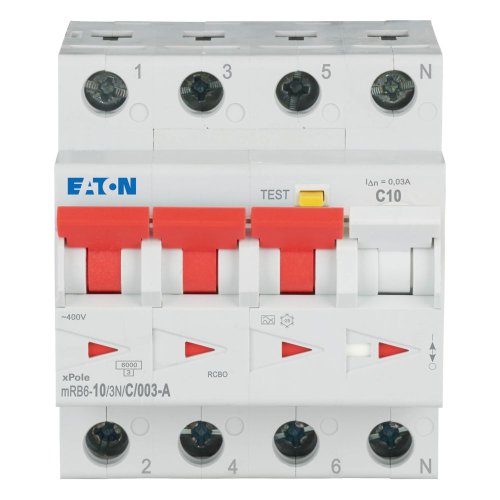 Eaton Aardlekautomaat (RCBO) mRB6, C-kar., 10A, 30mA, 4P incl. N, 6 kA - Eaton 120658 c - 20059642