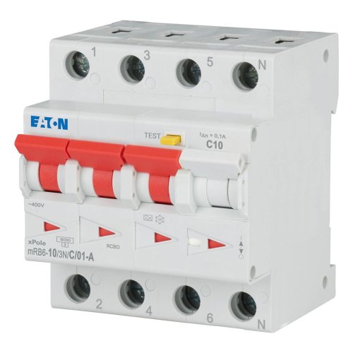 Eaton Aardlekautomaat (RCBO) mRB6, C-kar., 10A, 100mA, 4P incl. N, 6 kA - Eaton 120662 l - 20059646