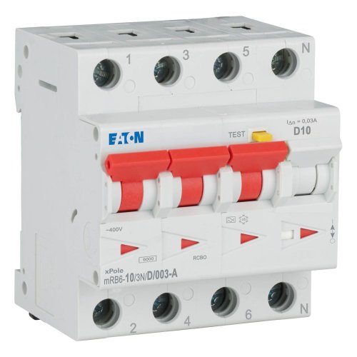 Eaton Aardlekautomaat (RCBO) mRB6, D-kar., 10A, 30mA, 4P incl. N,6 kA - Eaton 120670 r - 20059654