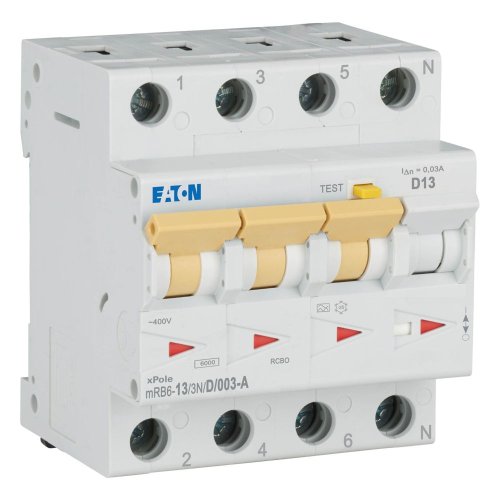Eaton Aardlekautomaat (RCBO) mRB6, D-kar., 13A, 30mA, 4P incl. N,6 kA - Eaton 120671 r - 20059655