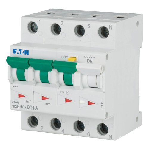 Eaton Aardlekautomaat (RCBO) mRB6, D-kar., 6A, 100mA, 4P incl. N,6 kA - Eaton 120673 l - 20059657