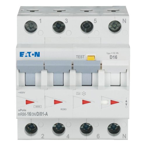 Eaton Aardlekautomaat (RCBO) mRB6, D-kar., 16A, 100mA, 4P incl. N,6 kA - Eaton 120676 c - 20059660