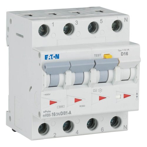 Eaton Aardlekautomaat (RCBO) mRB6, D-kar., 16A, 100mA, 4P incl. N,6 kA - Eaton 120676 r - 20059660