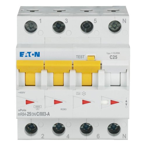 Eaton Aardlekautomaat (RCBO) mRB4, C-kar., 25A, 30mA, 4P incl. N, 4.5 kA - Eaton 120678 c - 20059662