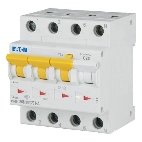 Eaton Aardlekautomaat (RCBO) mRB4, C-kar., 25A 100mA, 4P incl. N, 4.5 kA - Eaton 120680 l - 20059664