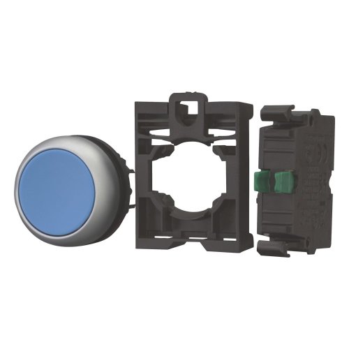 Eaton Drukknop, vlak, blauw, terugverend, met contactelement, 1M, frontbeves - Eaton 132621 l - 20060141