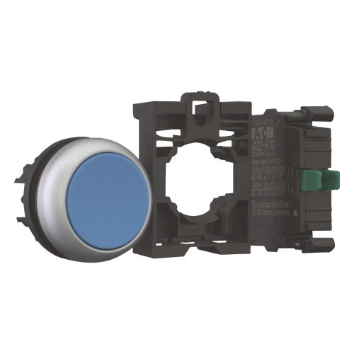 Eaton Drukknop, vlak, blauw, terugverend, met contactelement, 1M, frontbeves - Eaton 132621 r - 20060141
