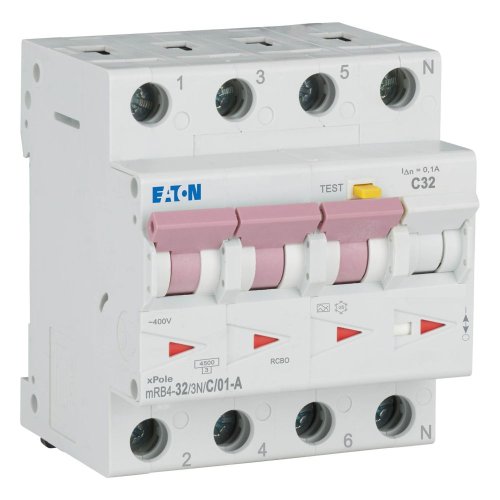 Eaton Aardlekautomaat (RCBO) mRB4, C-kar., 32A, 100mA, 4P incl. N, 4.5 kA - Eaton 167509 r - 20060591