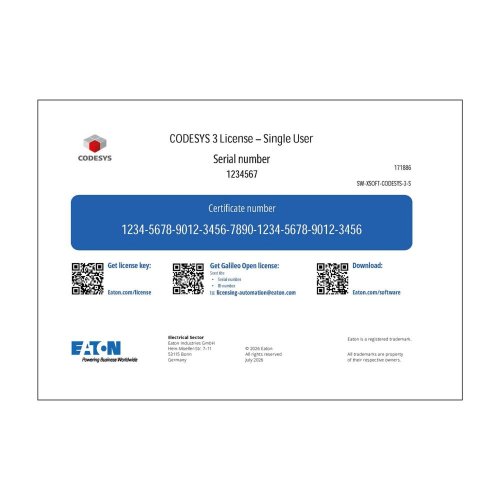 EATON plc software v3 SW-XSOFT-CODESYS-3-S - Eaton 171886 c - 20061332