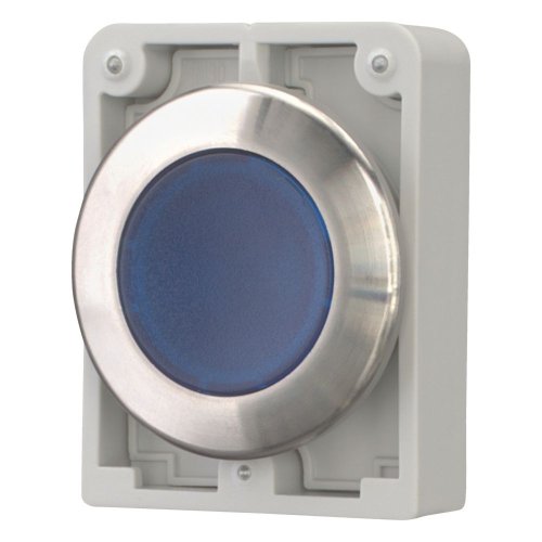Eaton Signaaldrukknop, 30mm, RVS, vlak, blauw, vast - Eaton 188062 l - 20062965
