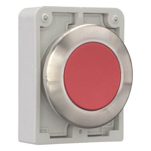 Eaton Drukknop, 30mm, RVS, vlak, rood, terugverend - Eaton 188086 r - 20063015