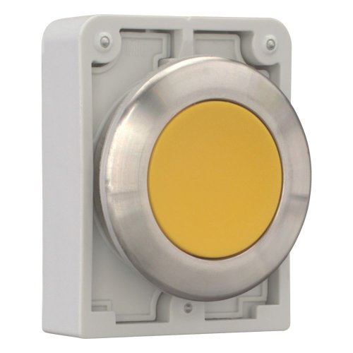 Eaton Drukknop, 30mm, RVS, vlak, geel, vast - Eaton 188088 r - 20063025