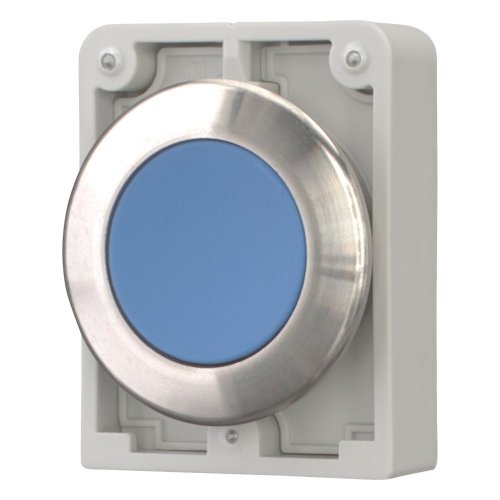 Eaton Drukknop, 30mm, RVS, vlak, blauw, terugverend - Eaton 188089 l - 20063018