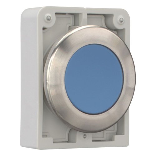 Eaton Drukknop, 30mm, RVS, vlak, blauw, terugverend - Eaton 188089 r - 20063018