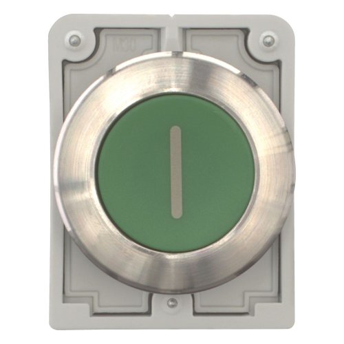 Eaton Drukknop, 30mm, RVS, vlak, groen, "I", vast - Eaton 188100 c - 20063030
