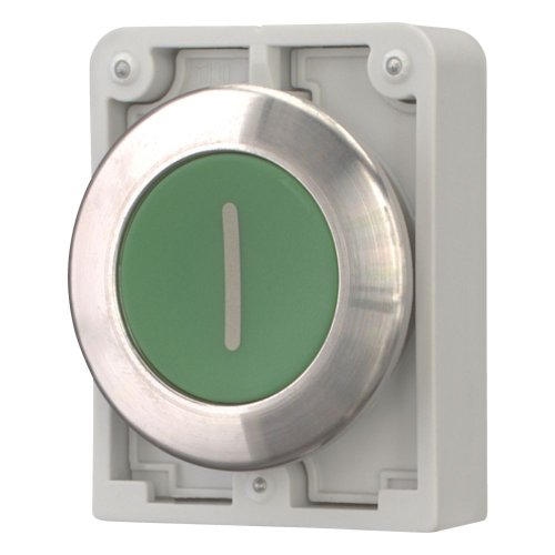 Eaton Drukknop, 30mm, RVS, vlak, groen, "I", vast - Eaton 188100 l - 20063030
