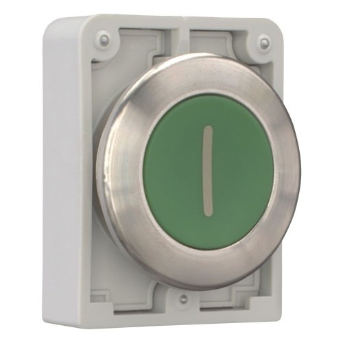 Eaton Drukknop, 30mm, RVS, vlak, groen, "I", vast - Eaton 188100 r - 20063030
