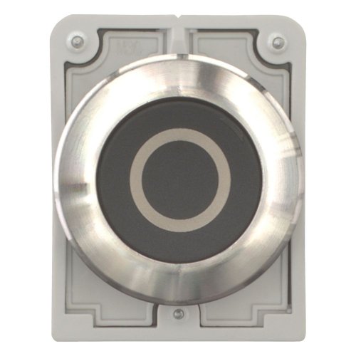 Eaton Drukknop, 30mm, RVS, vlak, zwart, "O", terugverend - Eaton 188103 c - 20063035