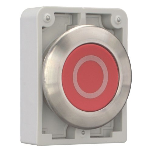 Eaton Drukknop, 30mm, RVS, vlak, rood, "O", vast - Eaton 188105 r - 20063031