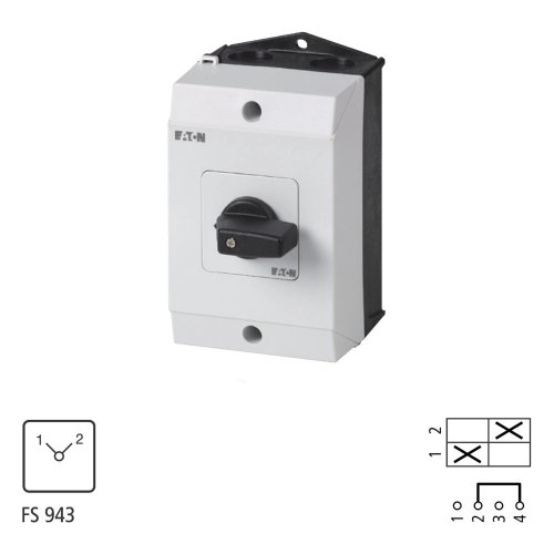 Eaton Omschakelaar, Contacten: 2, 32 A, Frontplaat: 1-2, 90 &deg;, vast, Opbouw - Eaton 207171 l1 - 20064521
