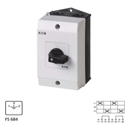 Eaton Omschakelaar, Contacten: 4, 32 A, Frontplaat: 1-0-2, 60 &deg;, vast, Opbou - Eaton 207178 l1 - 20064522