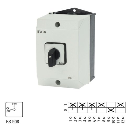 Eaton AAN-UIT-schakelaar, 3-polig + 2MC + 1VC, 32 A, 90 &deg;, opbouw - Eaton 207182 l1 - 20064526