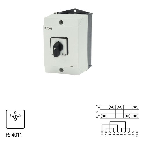 Eaton Omkeerschakelaar, contacten: 5, 32 A, frontplaat: 1>0<2, 45 &deg;, terugve - Eaton 207186 l1 - 20064530