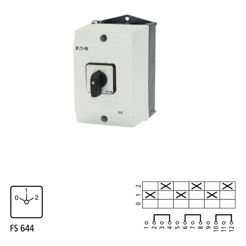 Eaton Omschakelaar, Contacten: 6, 32 A, Frontplaat: 0-1-2, 60 &deg;, vast, Opbou - Eaton 207189 l1 - 20064533