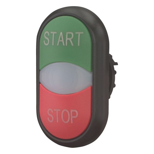 Eaton Dubbele drukknop, +signaallamp, groen START/wit/rood STOP - Eaton 216703 l - 20065190