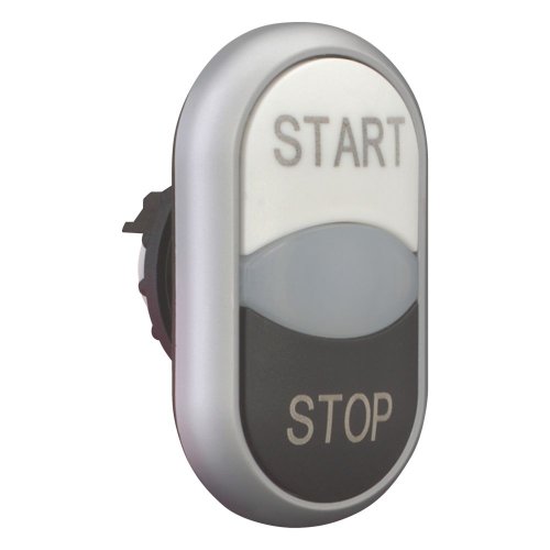 Eaton Dubbele drukknop, +signaallamp, wit START/wit/zwart STOP - Eaton 216708 r - 20065195