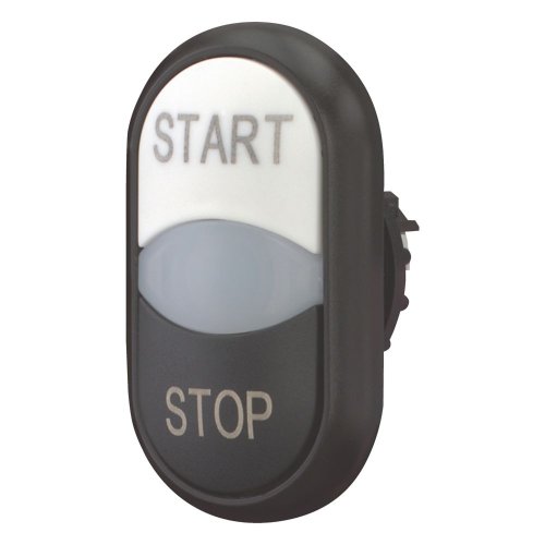 Eaton Dubbele drukknop, +signaallamp, wit START/wit/zwart STOP - Eaton 216709 l - 20065196